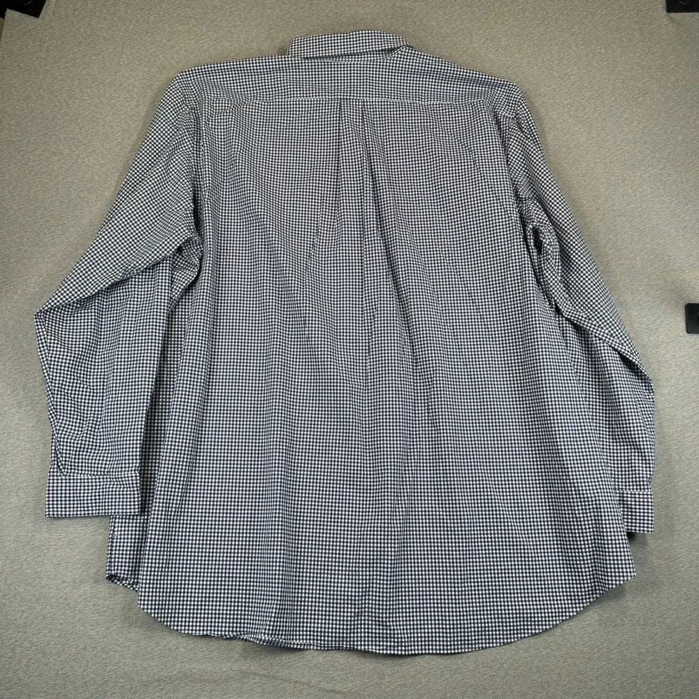 Polo Ralph Lauren Shirt Mens 4XLT Navy White Gingham Check Stretch Button Down